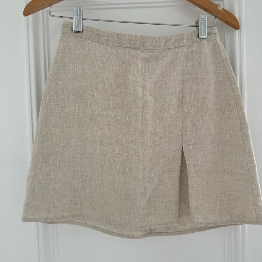 Reformation A-Line Linen Skirt with Slit